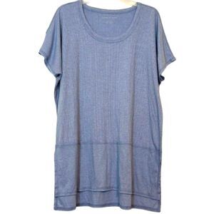 American Eagle Waffle Knit Tunic Top Womens Small Boxy Oversized Tshirt Scoop